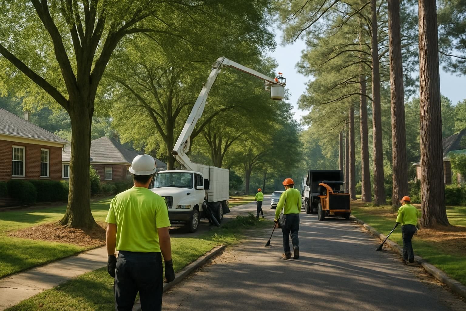 Trees and homes in Fayetteville, NC