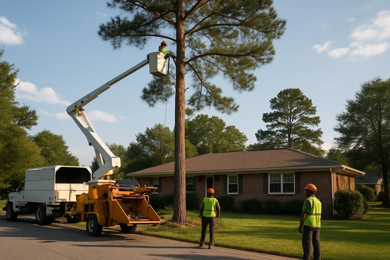 Trees and homes in Fort Bragg area, NC