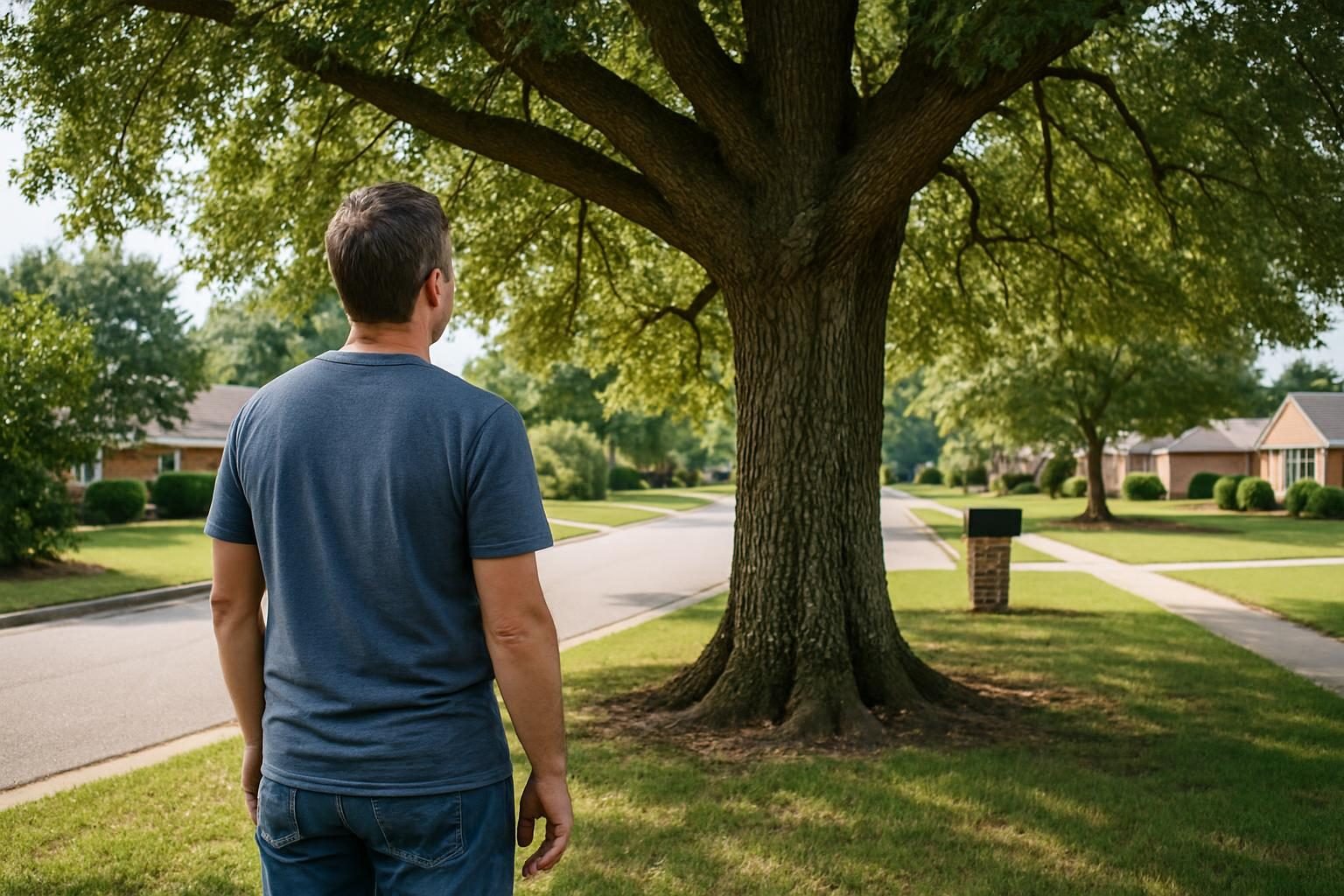 Homeowner checking whether a street-side tree needs a permit in Fayetteville